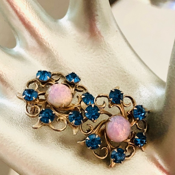 Vintage Opal Rhinestone Scatter pin Brooch Set - Picture 3 of 11
